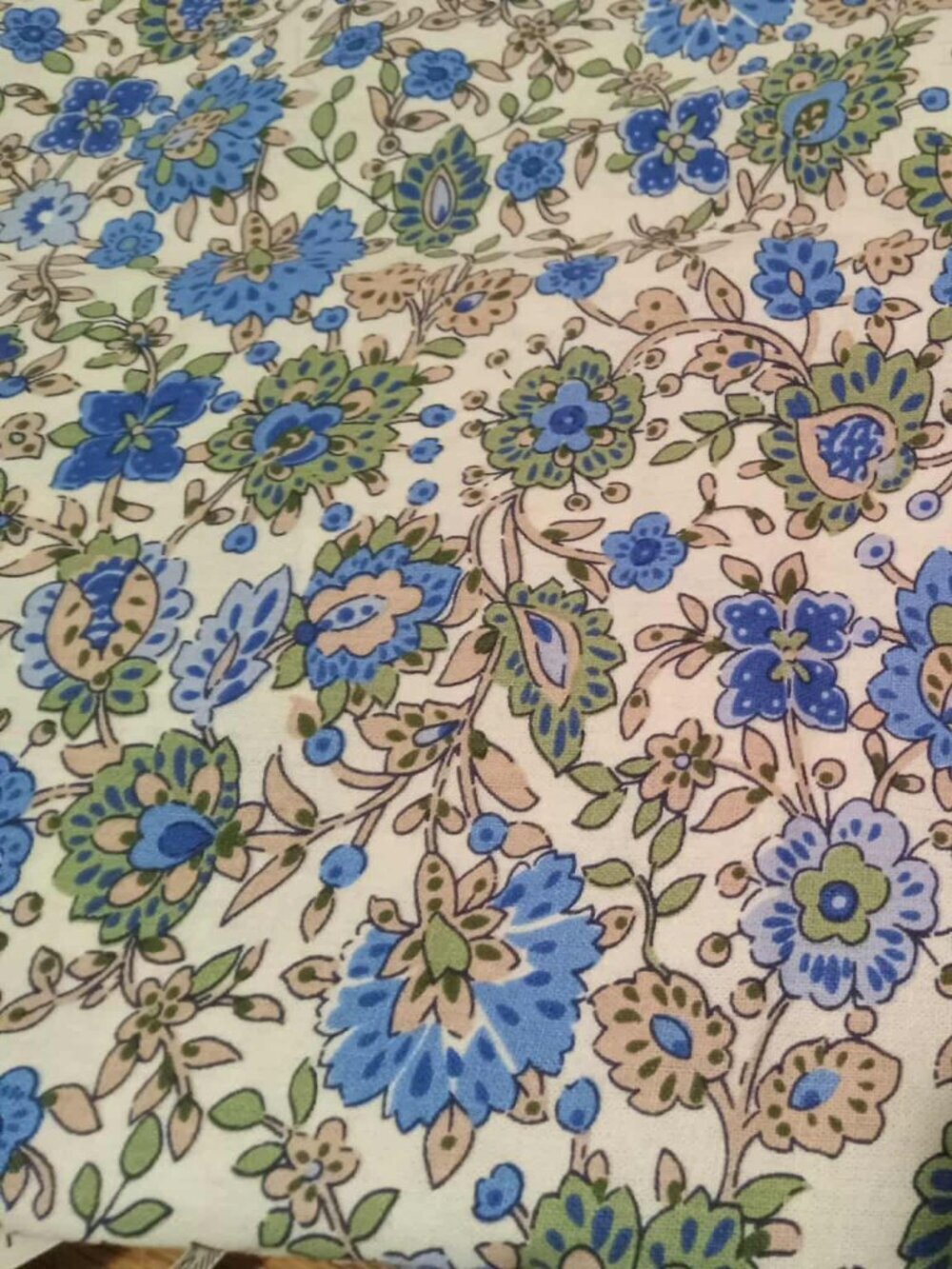 Two large pieces of floral poplin fabric (end of roll)  Blue floral pattern